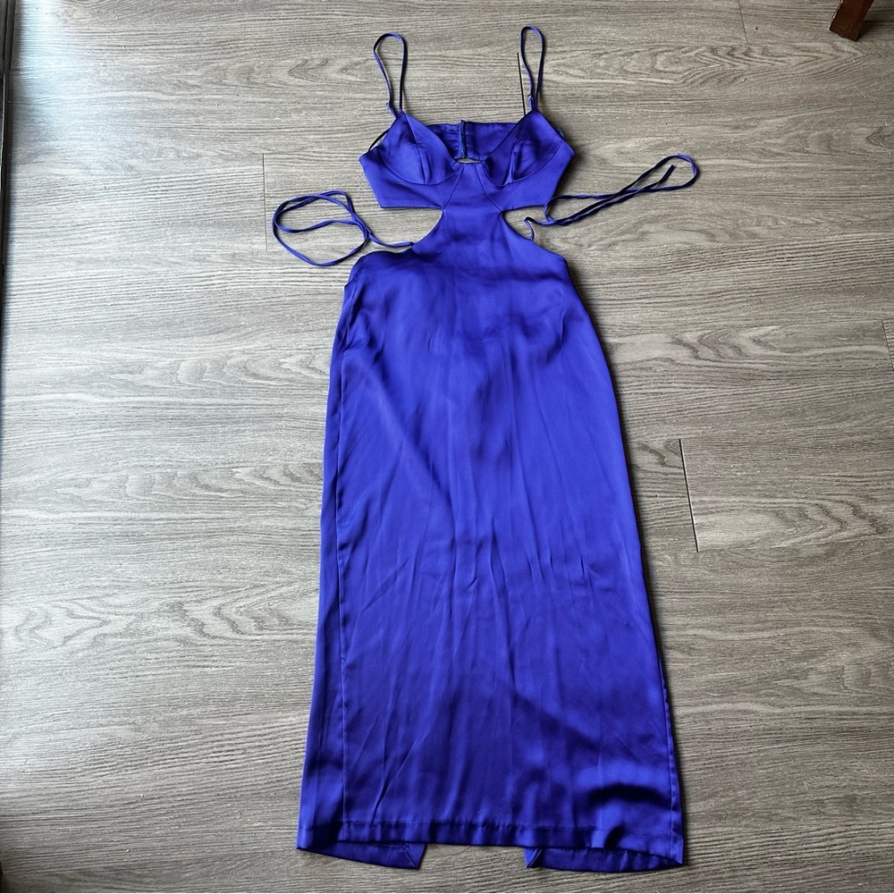 Zara NWT Cobalt Blue Satin dress